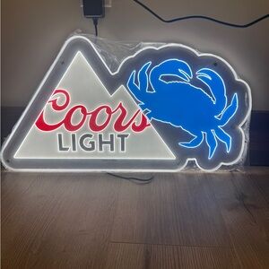 Coors Light Neon Sign with Blue Crab Accent BRAND NEW